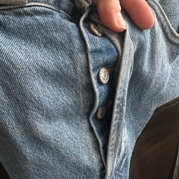 NWT Agolde Ryder Two-Tone Blue and Black Straight Leg Jeans - Picture 7 of 14